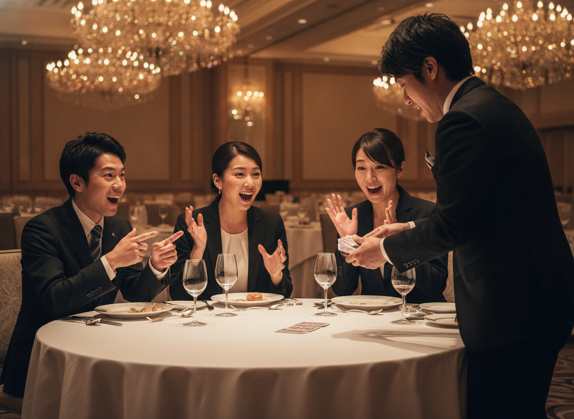 懇親会でのクロースアップマジック
