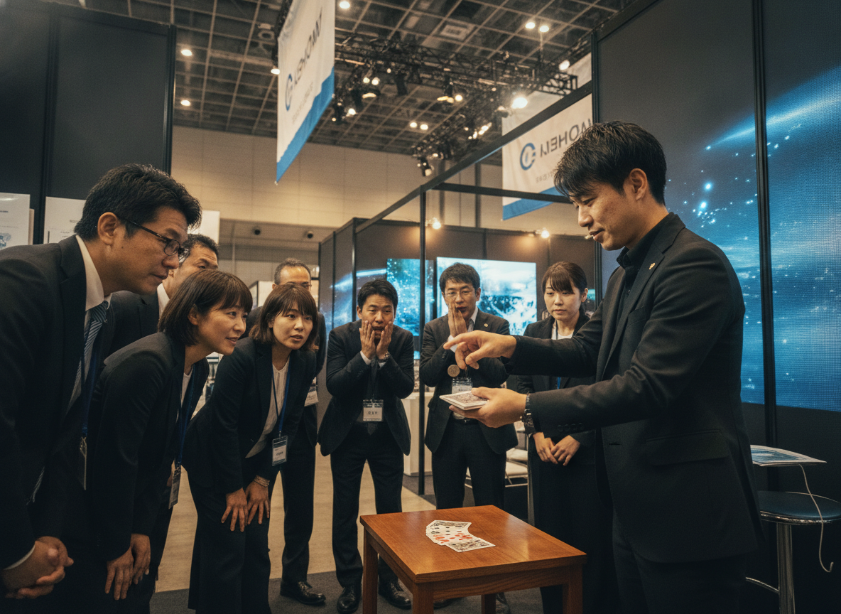 展示会ブースでのパフォーマンス